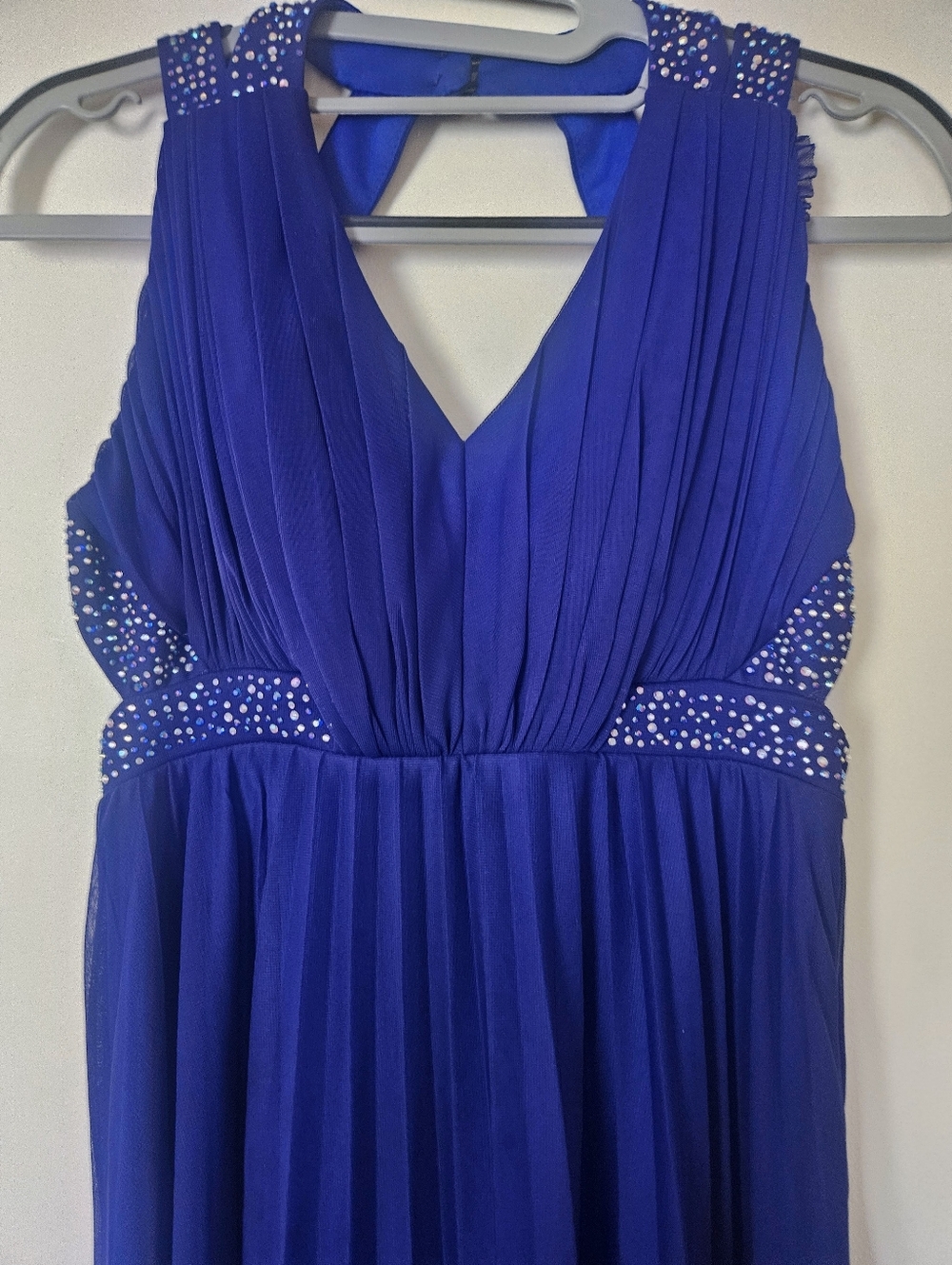 Royal Blue Sleeveless Maxi Dress with Sequin Accents